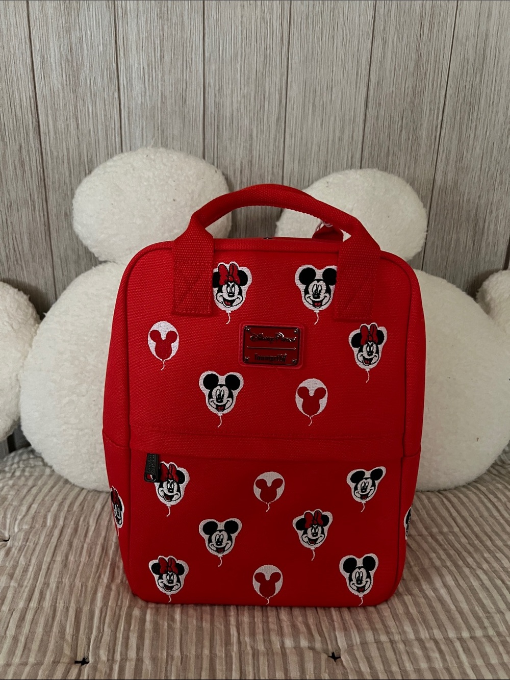 Disney Parks Mickey & Minnie Balloons 🎈 Canvas Loungefly Bag NWT